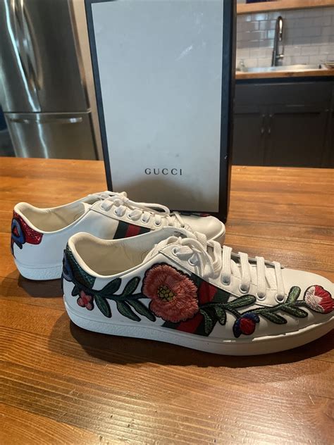 gucci white floral sneakers|Gucci ace floral embroidered sneakers.